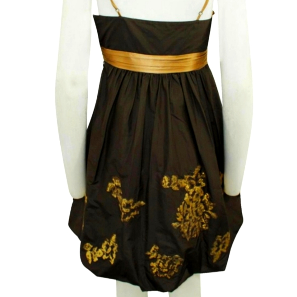 Vintage brown silk embroidered dress size 0